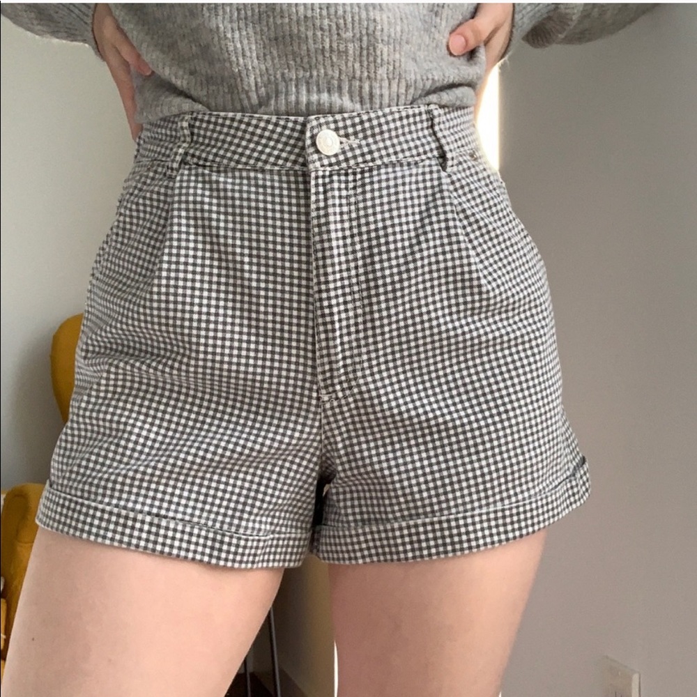 zara pleaded gingham shorts